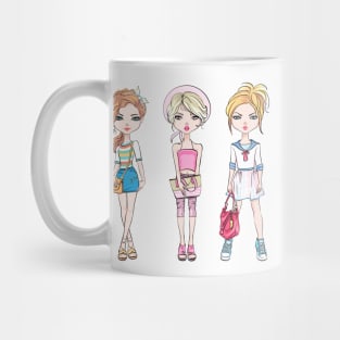 Set beautiful fashion hipster girls Mug